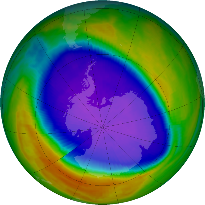 Antarctic ozone map for 19 September 2000